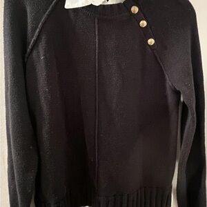 Ralph Lauren Women's Black knit Sweater with Gold Buttons. Basic. Collegiate.